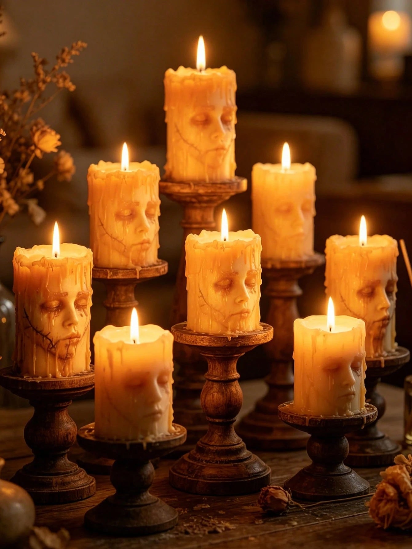 Halloween Stitched Face Silicone Candle Mold, Eerie Melting Zombie Face Wax Candle Making Mold, Gothic Home Decor Easy Demold