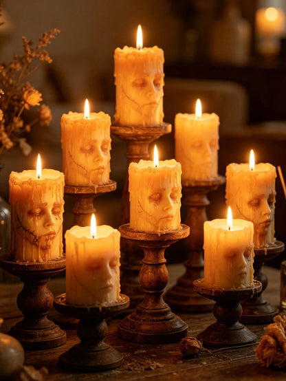 Halloween Stitched Face Silicone Candle Mold, Eerie Melting Zombie Face Wax Candle Making Mold, Gothic Home Decor Easy Demold