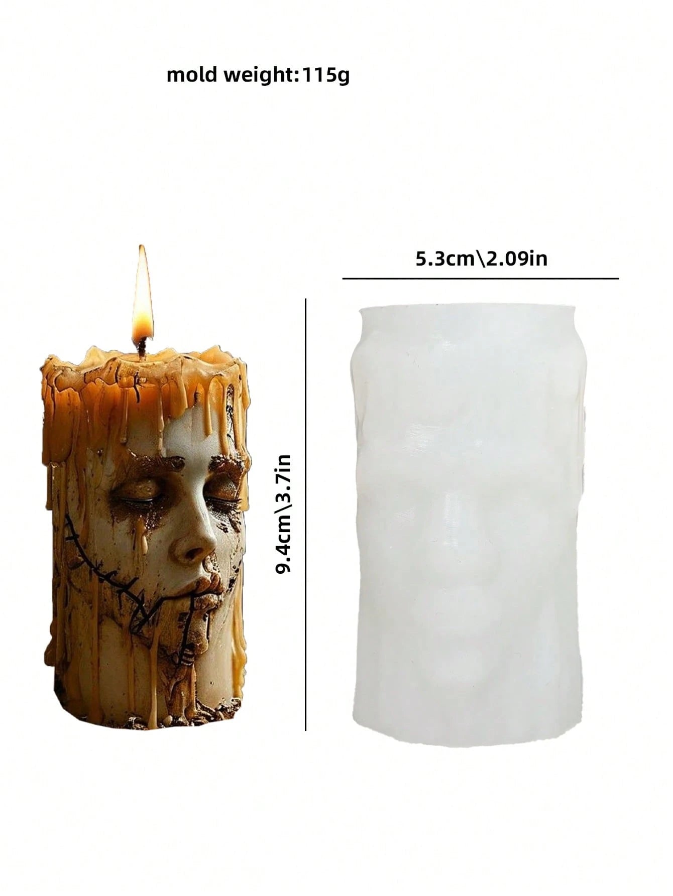 Halloween Stitched Face Silicone Candle Mold, Eerie Melting Zombie Face Wax Candle Making Mold, Gothic Home Decor Easy Demold
