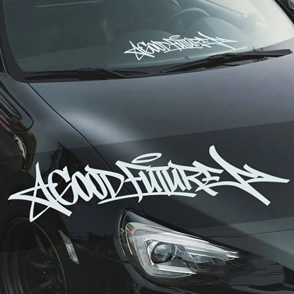 Handwritten GOODFUTURE Car Windshield Sticker Optimistic And Positive Car Body Decoration Vinyl Decal