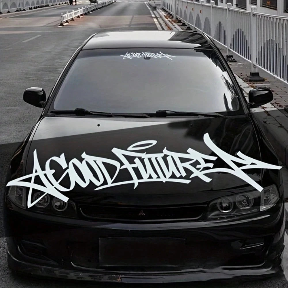 Handwritten GOODFUTURE Car Windshield Sticker Optimistic And Positive Car Body Decoration Vinyl Decal