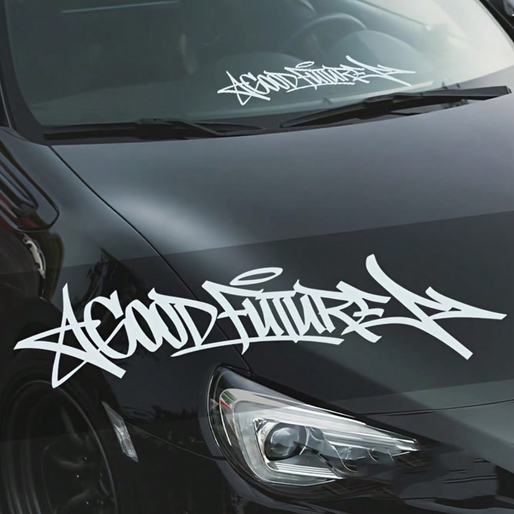 Handwritten GOODFUTURE Car Windshield Sticker Optimistic And Positive Car Body Decoration Vinyl Decal