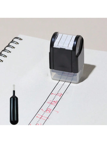 Handwritten Line Practice Seal Stamp Suitable For Kids, Parents, Teachers, Students- Handwriting Practice Tool, Rolling Stamp With Refillable Ink Back To School,Back To School,School Supplies