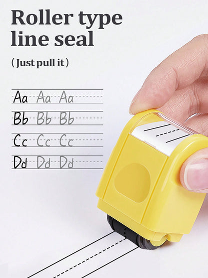 Handwritten Line Practice Seal Stamp Suitable For Kids, Parents, Teachers, Students- Handwriting Practice Tool, Rolling Stamp With Refillable Ink Back To School,Back To School,School Supplies