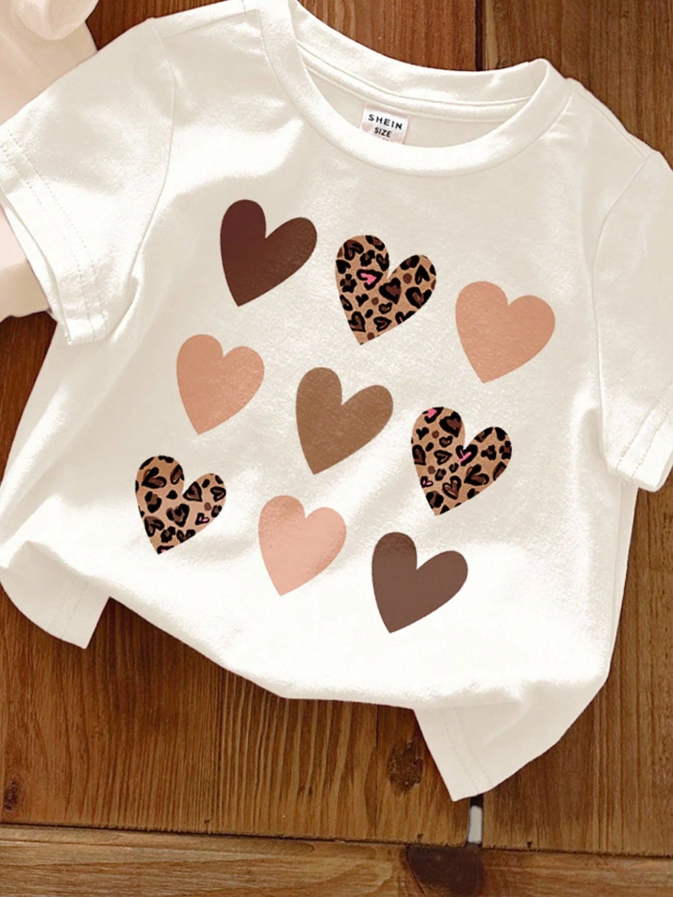 Happikins 3pcs Baby Girl Cute Summer Casual Rainbow Family Matching Mama's Girl Leopard Heart Pattern Dusty Rose Brown White Animal Print Graphic Tees