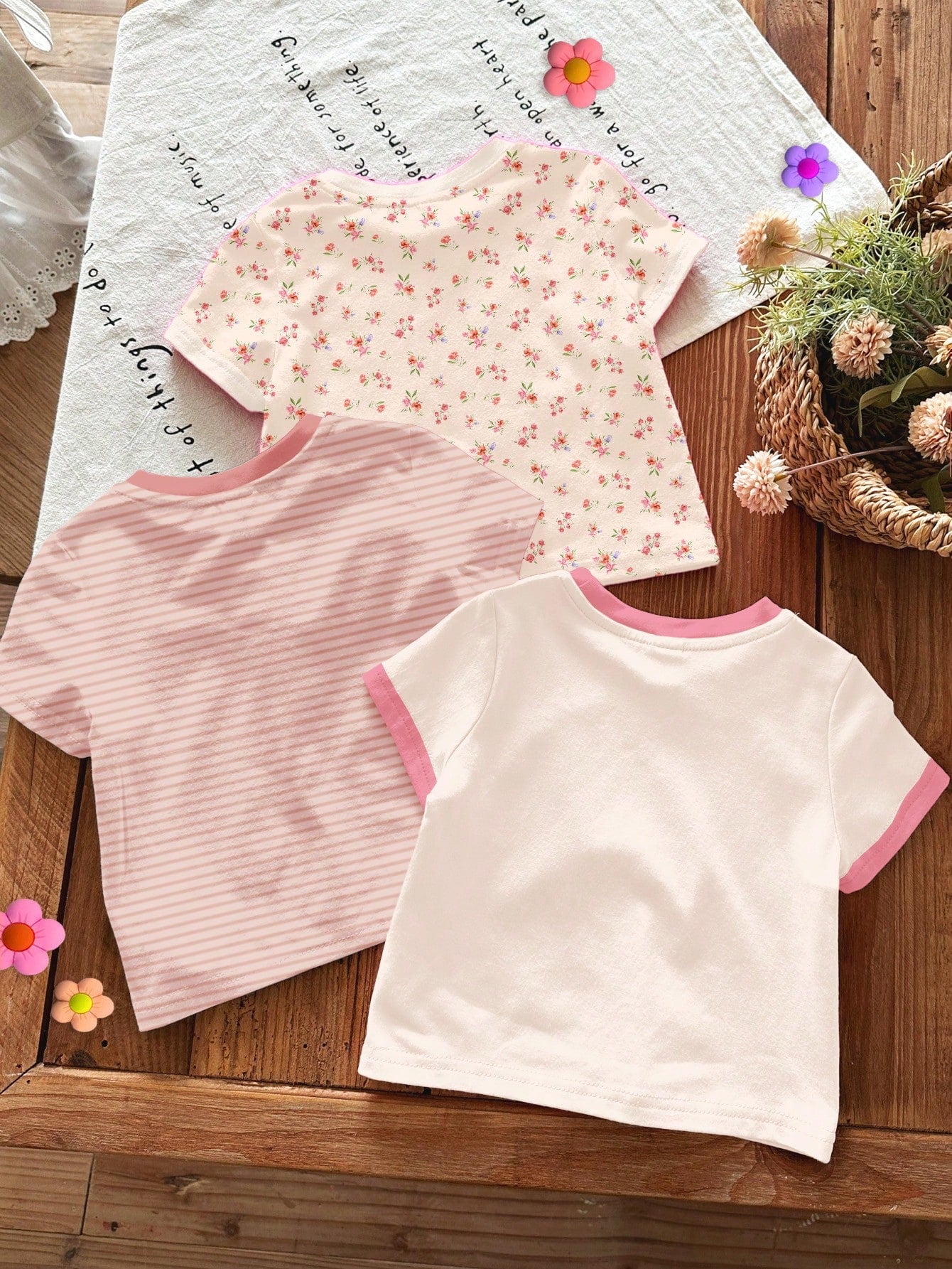 Happikins 3pcs Baby Girl Cute Summer Casual Rainbow Family Matching Mama's Girl Leopard Heart Pattern Dusty Rose Brown White Animal Print Graphic Tees