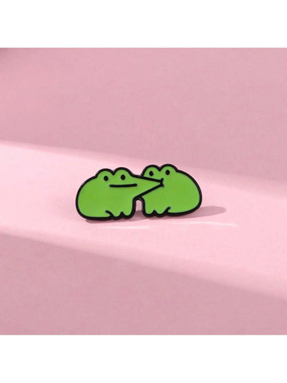 Happy Frog Enamel Brooch Custom Decorative Brooches Ornaments Lapel Bag Badges Jewelry Gifts 2025 New Style Pin For Clothes Bag Charm Backpack For School Kpop Teacher Supplies Bag Charms Cute Office A