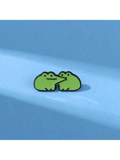 Happy Frog Enamel Brooch Custom Decorative Brooches Ornaments Lapel Bag Badges Jewelry Gifts 2025 New Style Pin For Clothes Bag Charm Backpack For School Kpop Teacher Supplies Bag Charms Cute Office A