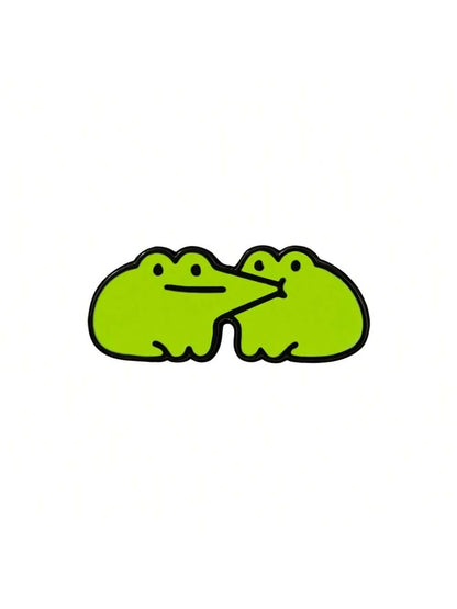 Happy Frog Enamel Brooch Custom Decorative Brooches Ornaments Lapel Bag Badges Jewelry Gifts 2025 New Style Pin For Clothes Bag Charm Backpack For School Kpop Teacher Supplies Bag Charms Cute Office A