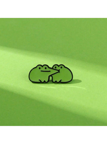 Happy Frog Enamel Brooch Custom Decorative Brooches Ornaments Lapel Bag Badges Jewelry Gifts 2025 New Style Pin For Clothes Bag Charm Backpack For School Kpop Teacher Supplies Bag Charms Cute Office A