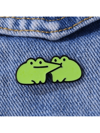 Happy Frog Enamel Brooch Custom Decorative Brooches Ornaments Lapel Bag Badges Jewelry Gifts 2025 New Style Pin For Clothes Bag Charm Backpack For School Kpop Teacher Supplies Bag Charms Cute Office A