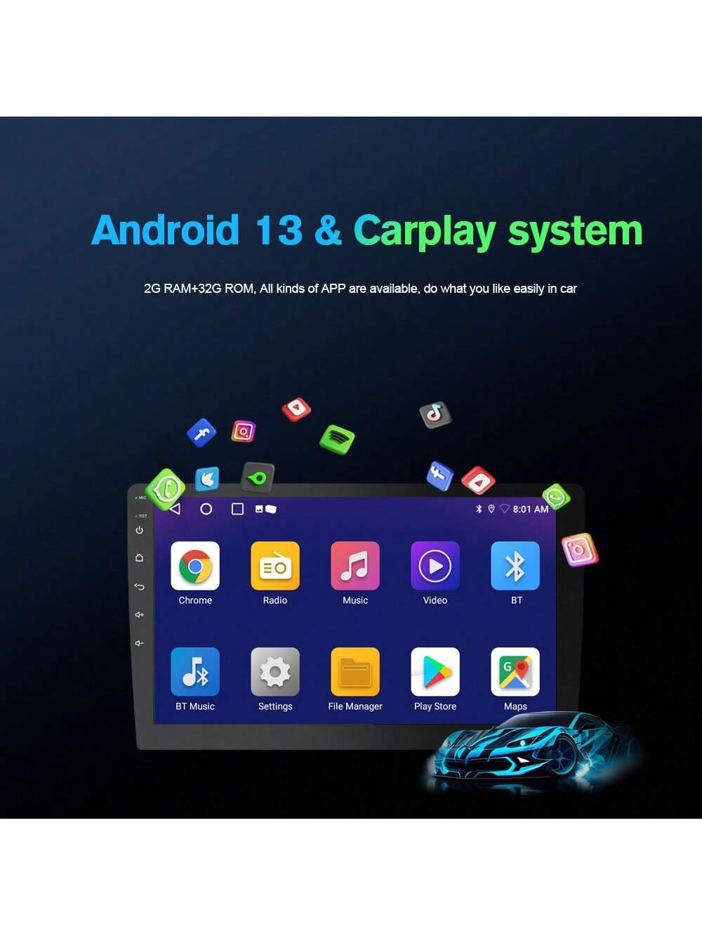 Haudio 10 Inch 2GB+64GB Car Stereo, CarPlay And Android Auto 13, HD Display Universal Double Din Car Radio, AHD Backup Camera, Support Mirror Link, Rear View Camera, GPS Navigation And Car DVR System