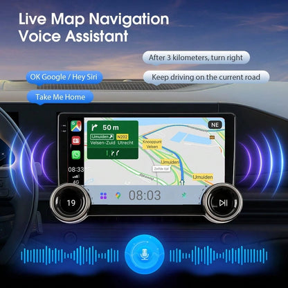 Haudio 2+64GB 10-Inch Wireless Vehicle Display, Integrated With Car Audio, Reverse Camera, Dashcam, Wireless Connectivity And GPS Navigation. Supports CarPlay, Android Auto, FM Radio, AUX/USB, Compati