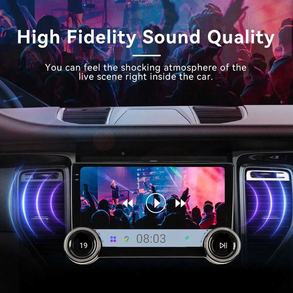 Haudio 2+64GB 10-Inch Wireless Vehicle Display, Integrated With Car Audio, Reverse Camera, Dashcam, Wireless Connectivity And GPS Navigation. Supports CarPlay, Android Auto, FM Radio, AUX/USB, Compati