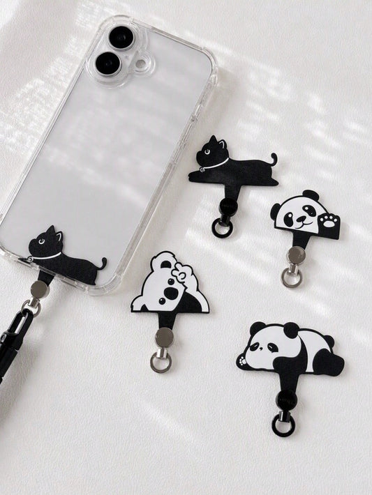 Haus Hana Animal Shaped Mobile Phone Lanyard Pad, Cartoon 360 Degree Rotating Nylon Lanyard Clip, Crawling Panda Diagonal Cross Lanyard Clip, Ultra-Thin Metal Clip Mobile Phone Lanyard, Mobile Phone B