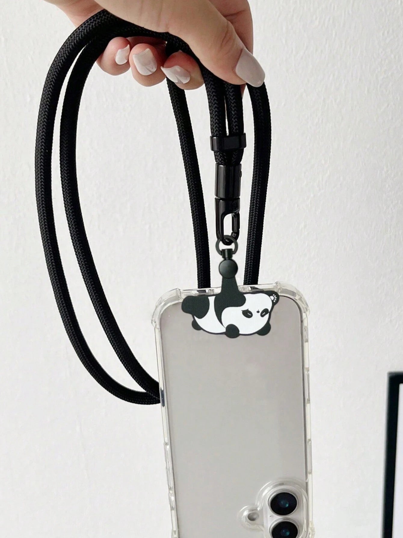 Haus Hana Animal Shaped Mobile Phone Lanyard Pad, Cartoon 360 Degree Rotating Nylon Lanyard Clip, Crawling Panda Diagonal Cross Lanyard Clip, Ultra-Thin Metal Clip Mobile Phone Lanyard, Mobile Phone B