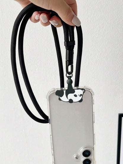 Haus Hana Animal Shaped Mobile Phone Lanyard Pad, Cartoon 360 Degree Rotating Nylon Lanyard Clip, Crawling Panda Diagonal Cross Lanyard Clip, Ultra-Thin Metal Clip Mobile Phone Lanyard, Mobile Phone B