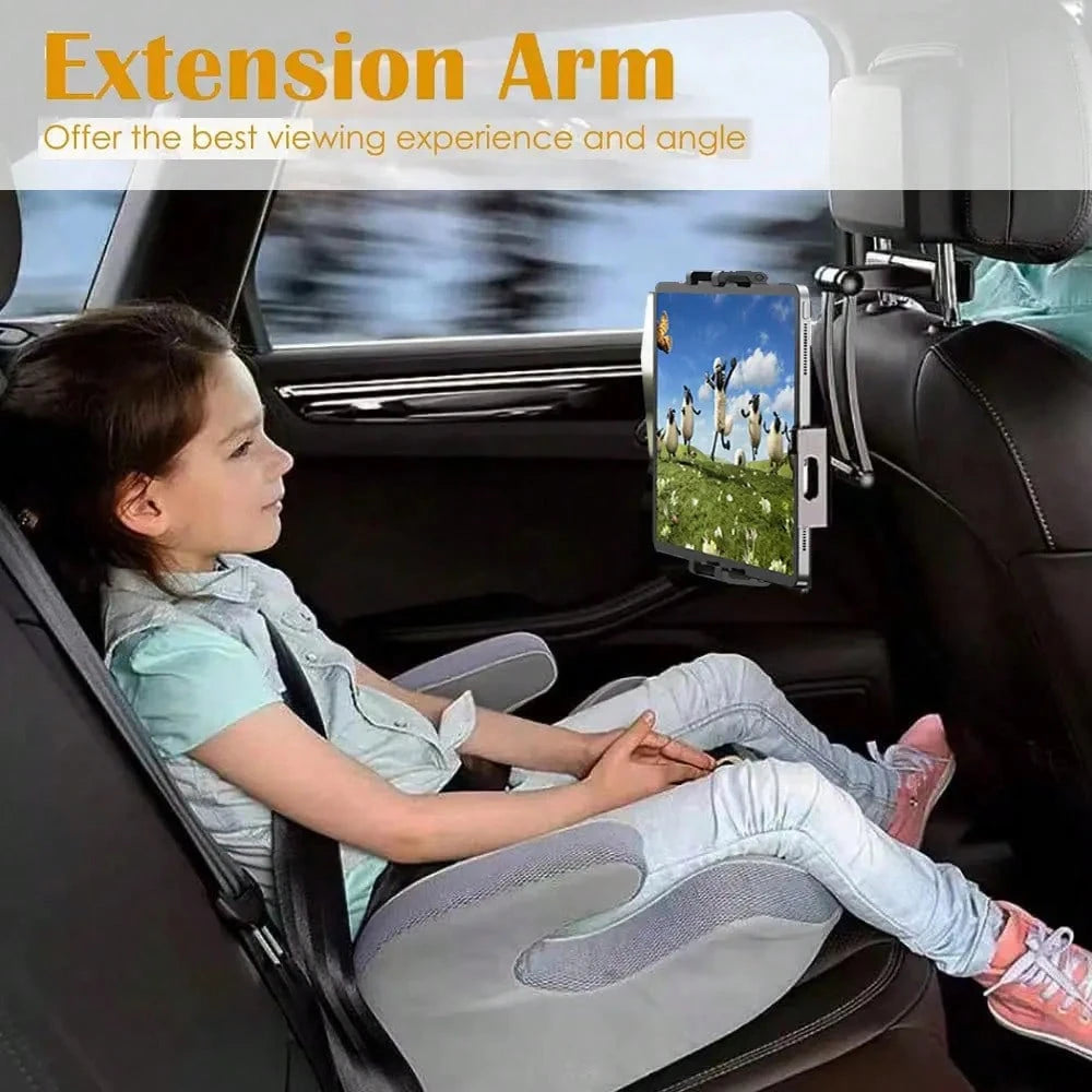 Headrest Tablet Holder, 360° Adjustable And Foldable Car Headrest Tablet Stand, Extension Arm Car Back Seat Mount Tablet Holder For TV, Pro,Air, Switch, Galaxy, 4.7-13.9" Phone And Tablet