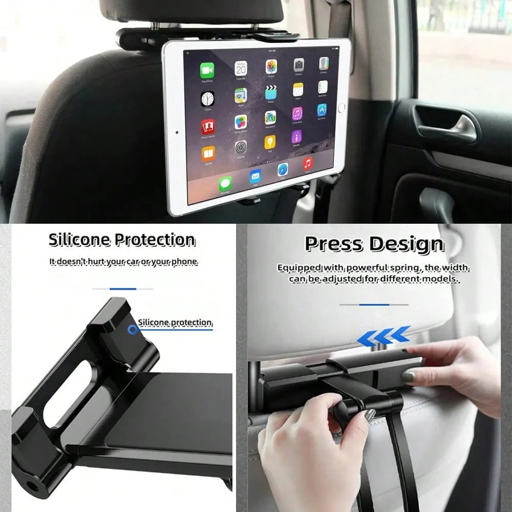 Headrest Tablet Holder, 360° Adjustable And Foldable Car Headrest Tablet Stand, Extension Arm Car Back Seat Mount Tablet Holder For TV, Pro,Air, Switch, Galaxy, 4.7-13.9" Phone And Tablet
