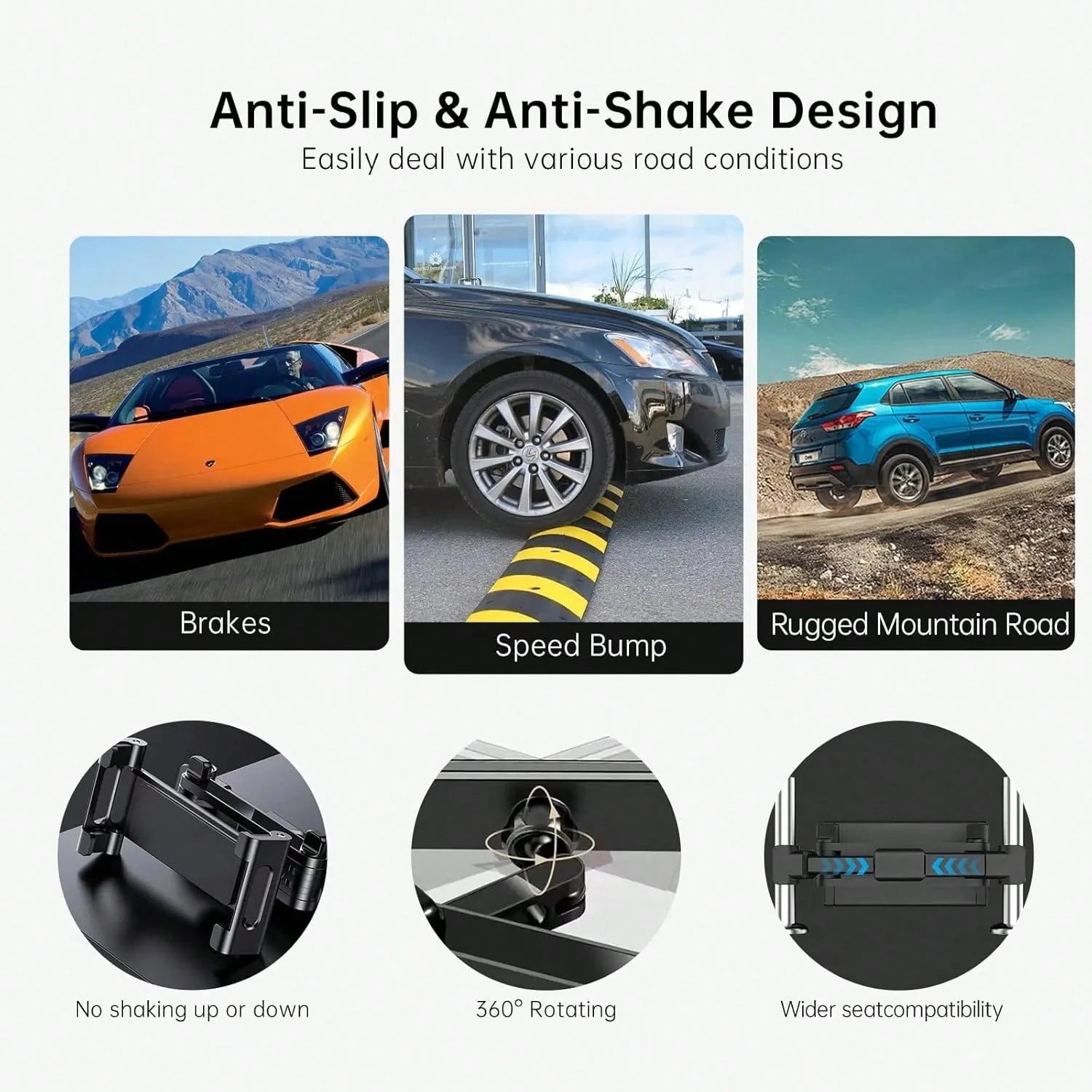 Headrest Tablet Holder, 360° Adjustable And Foldable Car Headrest Tablet Stand, Extension Arm Car Back Seat Mount Tablet Holder For TV, Pro,Air, Switch, Galaxy, 4.7-13.9" Phone And Tablet