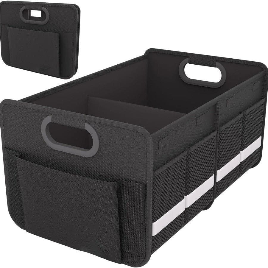 Heavy-Duty Foldable Trunk Organizer With Multiple Pockets And Reflective Strips – Foldable Trunk Space Saver For Cars, SUVs, And Minivans