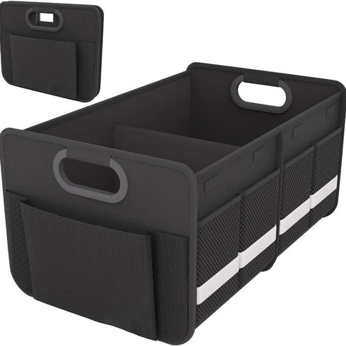 Heavy-Duty Foldable Trunk Organizer With Multiple Pockets And Reflective Strips – Foldable Trunk Space Saver For Cars, SUVs, And Minivans