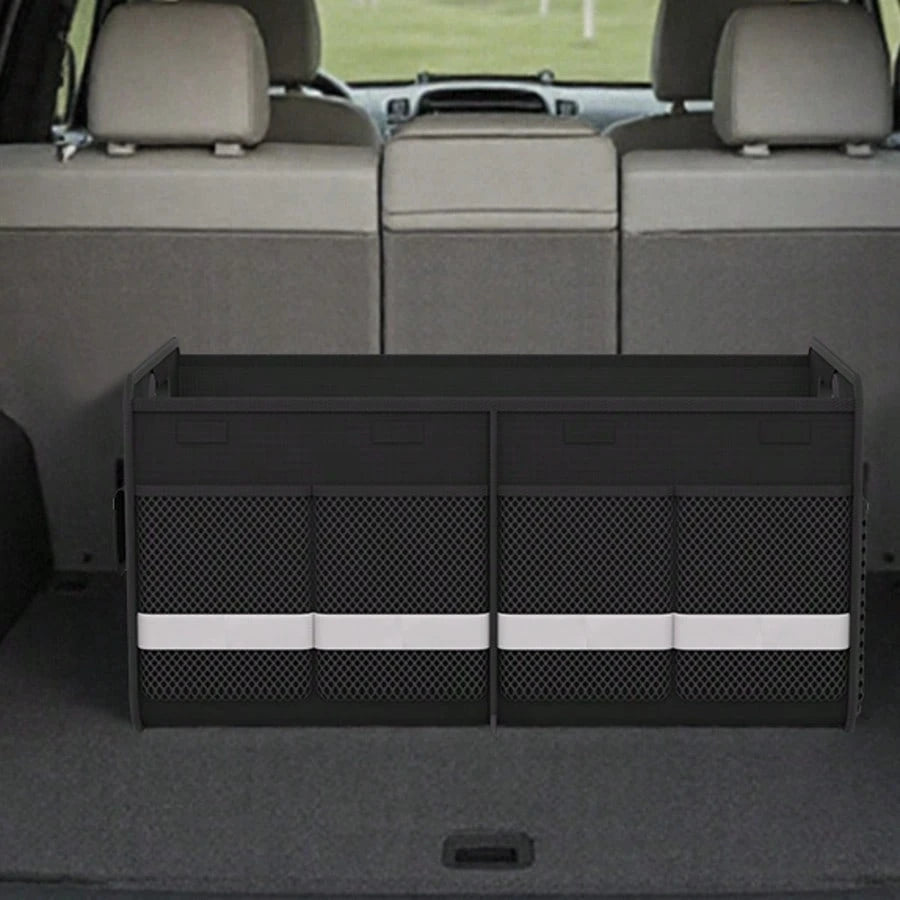 Heavy-Duty Foldable Trunk Organizer With Multiple Pockets And Reflective Strips – Foldable Trunk Space Saver For Cars, SUVs, And Minivans