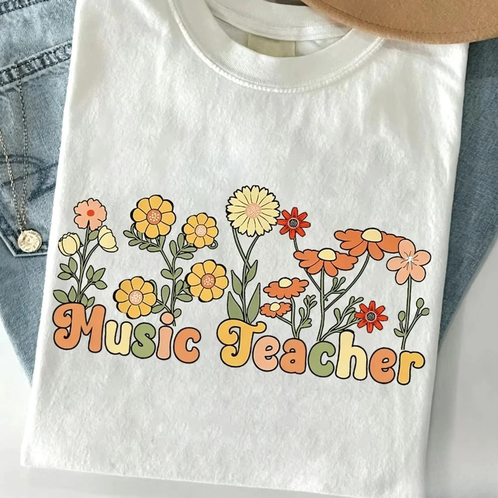 Helping Little Minds Grow Floral Bouquet Cotton Tee Cute Teacher Gift Spring Summer Casual Top Aesthetic Graphic Shirt