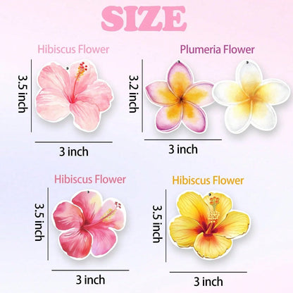  Hibiscus Flower Car Air Freshener,5pcs Long Lasting Cute Pink Beachy Car Accessories| Car Interior Rear View Mirror Hanging Ornament Scents Decor For Women Teen Girls,Car Interior Hanging Scents De