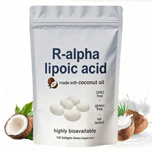 High Demand!R-Alpha Lipoic Acid 600mg With Coconut Oil, 120 Softgels, Antioxidant Support.Women Daily Nutrient Support