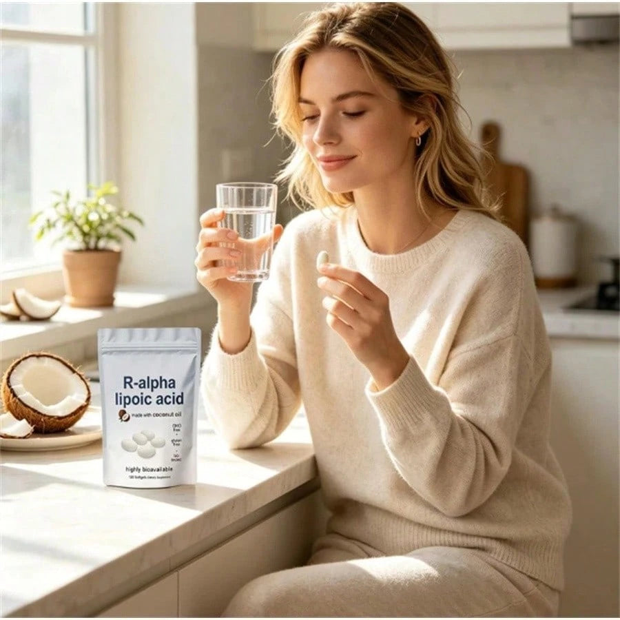 High Demand!R-Alpha Lipoic Acid 600mg With Coconut Oil, 120 Softgels, Antioxidant Support.Women Daily Nutrient Support