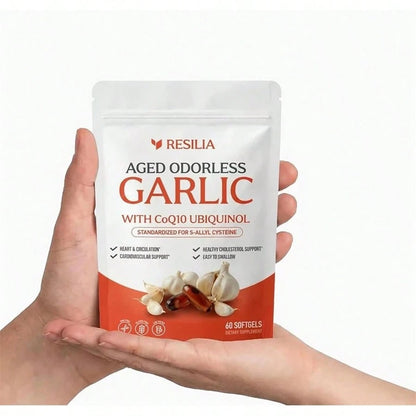 High Demand!Resilia Garlic Extract 600mg Softgels (60 Count) Odorless Aged Garlic Extra.Women Daily Nutrient Support