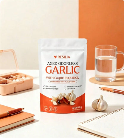 High Demand!Resilia Garlic Extract 600mg Softgels (60 Count) Odorless Aged Garlic Extra.Women Daily Nutrient Support