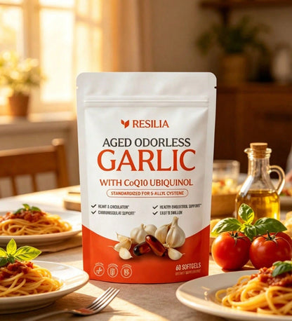 High Demand!Resilia Garlic Extract 600mg Softgels (60 Count) Odorless Aged Garlic Extra.Women Daily Nutrient Support