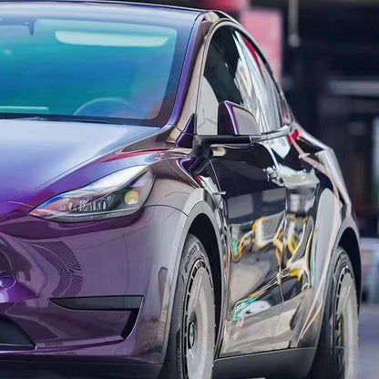 High Gloss Crystal Chameleon Purple Vinyl Wrap, Self Adhesive Air Release Film, DIY Color Change Sticker For Car & Motorcycle Body Modification