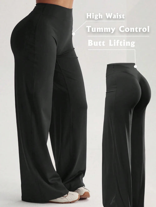 High Waist Soft Wide Leg Pants, Flattering, Non-Sheer, Yoga & Casual Wear For Summer Sports, Athleisure