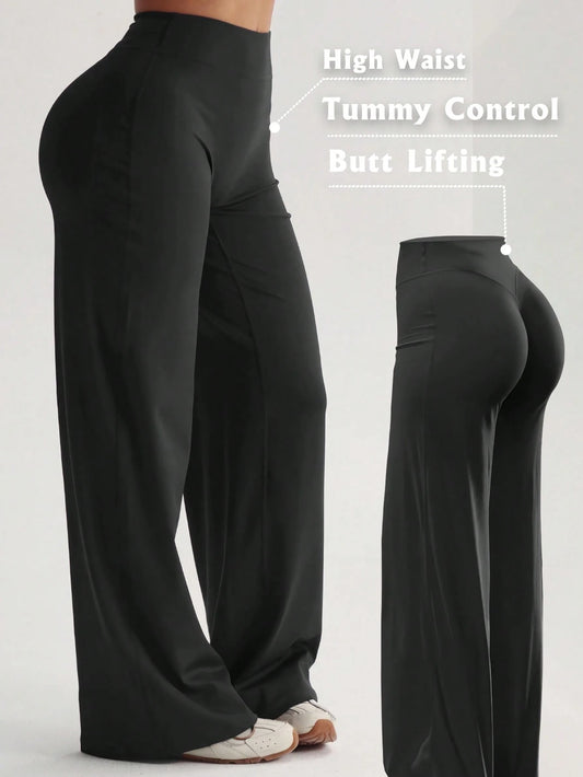 High Waist Soft Wide Leg Pants, Flattering, Non-Sheer, Yoga & Casual Wear For Summer Sports, Athleisure
