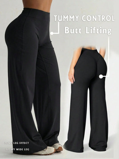 High Waist Soft Wide Leg Pants, Flattering, Non-Sheer, Yoga & Casual Wear For Summer Sports, Athleisure