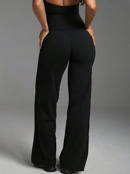 High Waist Soft Wide Leg Pants, Flattering, Non-Sheer, Yoga & Casual Wear For Summer Sports, Athleisure