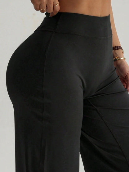 High Waist Soft Wide Leg Pants, Flattering, Non-Sheer, Yoga & Casual Wear For Summer Sports, Athleisure
