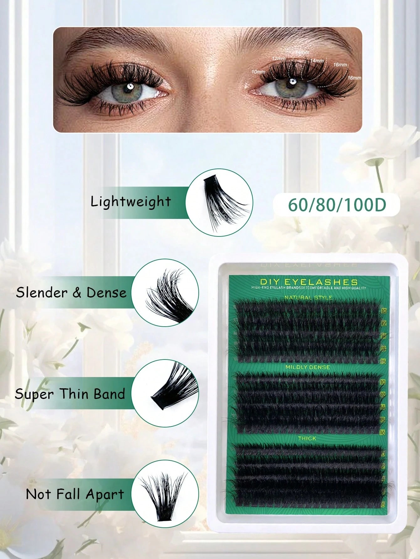 Hinarin Fluffy Eyelash Clusters 60D+80D+100D/60D+80D+100D+120D/40D+60D+80D/80D/200D Single Eyelashes Dense Cluster Eyelash Extensions D Curl Eyelash Clusters 508 Pcs/256 Pcs/295 Pcs/300 Pcs/320 Pcs/28