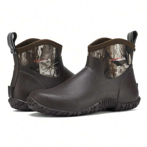 HISEA Men's Rubber Boots Ankle Rain Boots Waterproof Outdoor Mud Bootie For Lawn And Garden