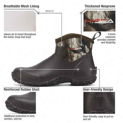 HISEA Men's Rubber Boots Ankle Rain Boots Waterproof Outdoor Mud Bootie For Lawn And Garden