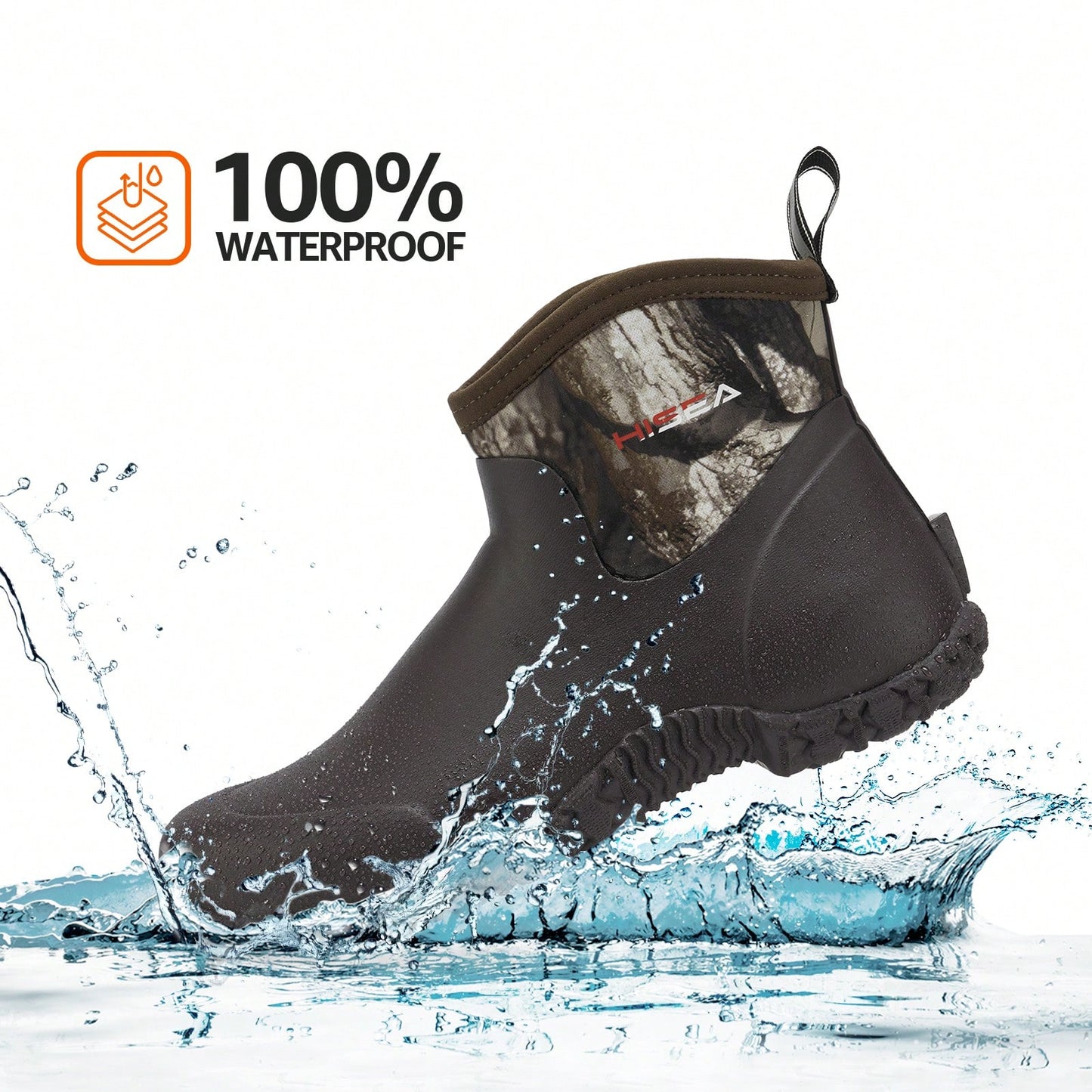 HISEA Men's Rubber Boots Ankle Rain Boots Waterproof Outdoor Mud Bootie For Lawn And Garden
