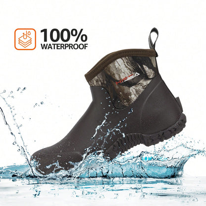 HISEA Men's Rubber Boots Ankle Rain Boots Waterproof Outdoor Mud Bootie For Lawn And Garden