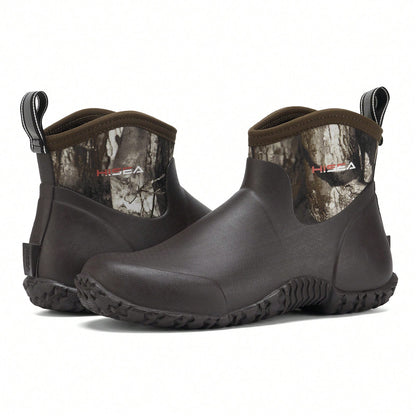 HISEA Men's Rubber Boots Ankle Rain Boots Waterproof Outdoor Mud Bootie For Lawn And Garden