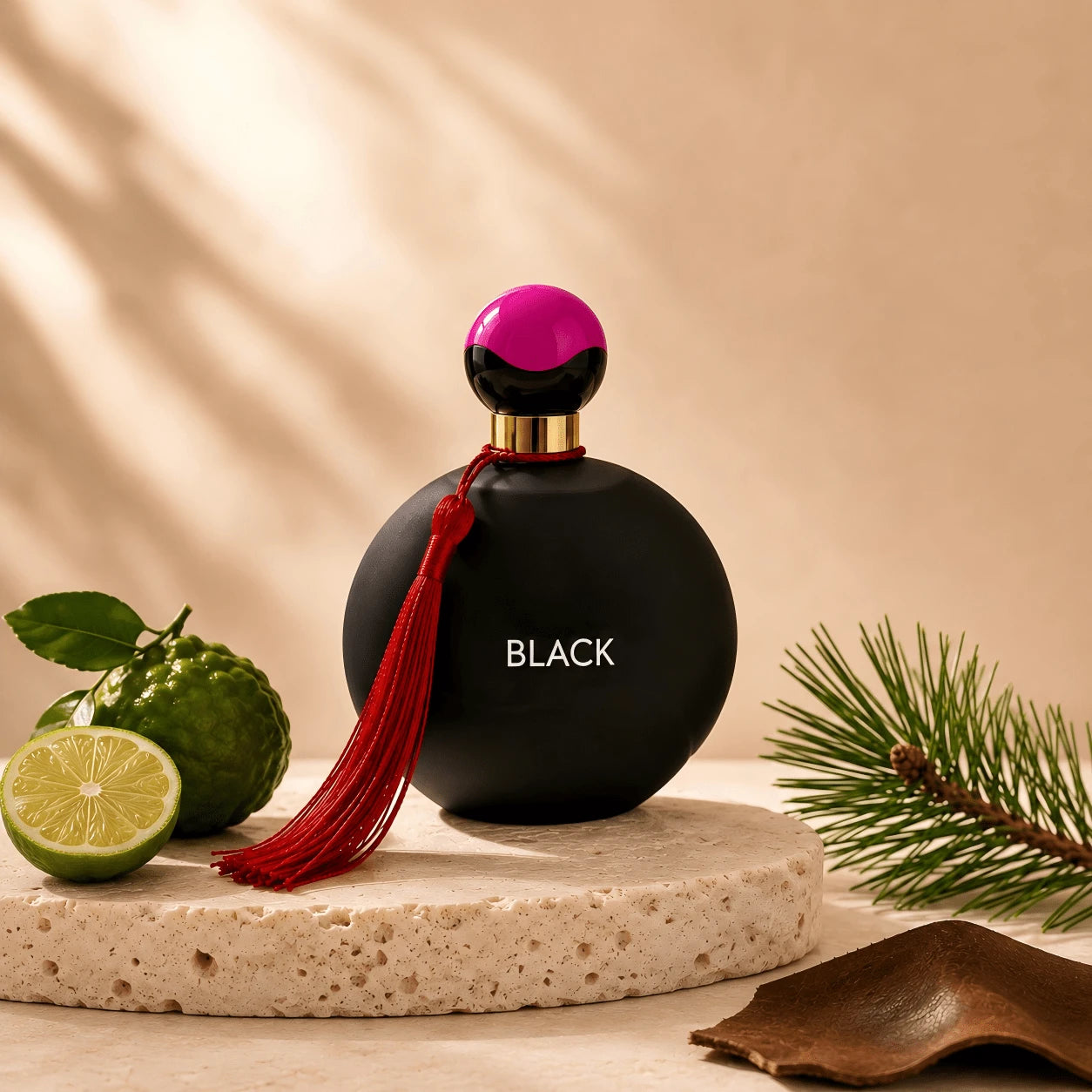 HIYES 1pc Elegant Black Round Perfume Spray For Women, Decorative Red Tassel Fragrance Bottle, Stylish Vanity Display For Daily Wear, Parties, Dates, Birthdays & Holiday Gifts