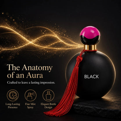 HIYES 1pc Elegant Black Round Perfume Spray For Women, Decorative Red Tassel Fragrance Bottle, Stylish Vanity Display For Daily Wear, Parties, Dates, Birthdays & Holiday Gifts