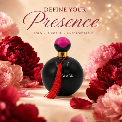 HIYES 1pc Elegant Black Round Perfume Spray For Women, Decorative Red Tassel Fragrance Bottle, Stylish Vanity Display For Daily Wear, Parties, Dates, Birthdays & Holiday Gifts
