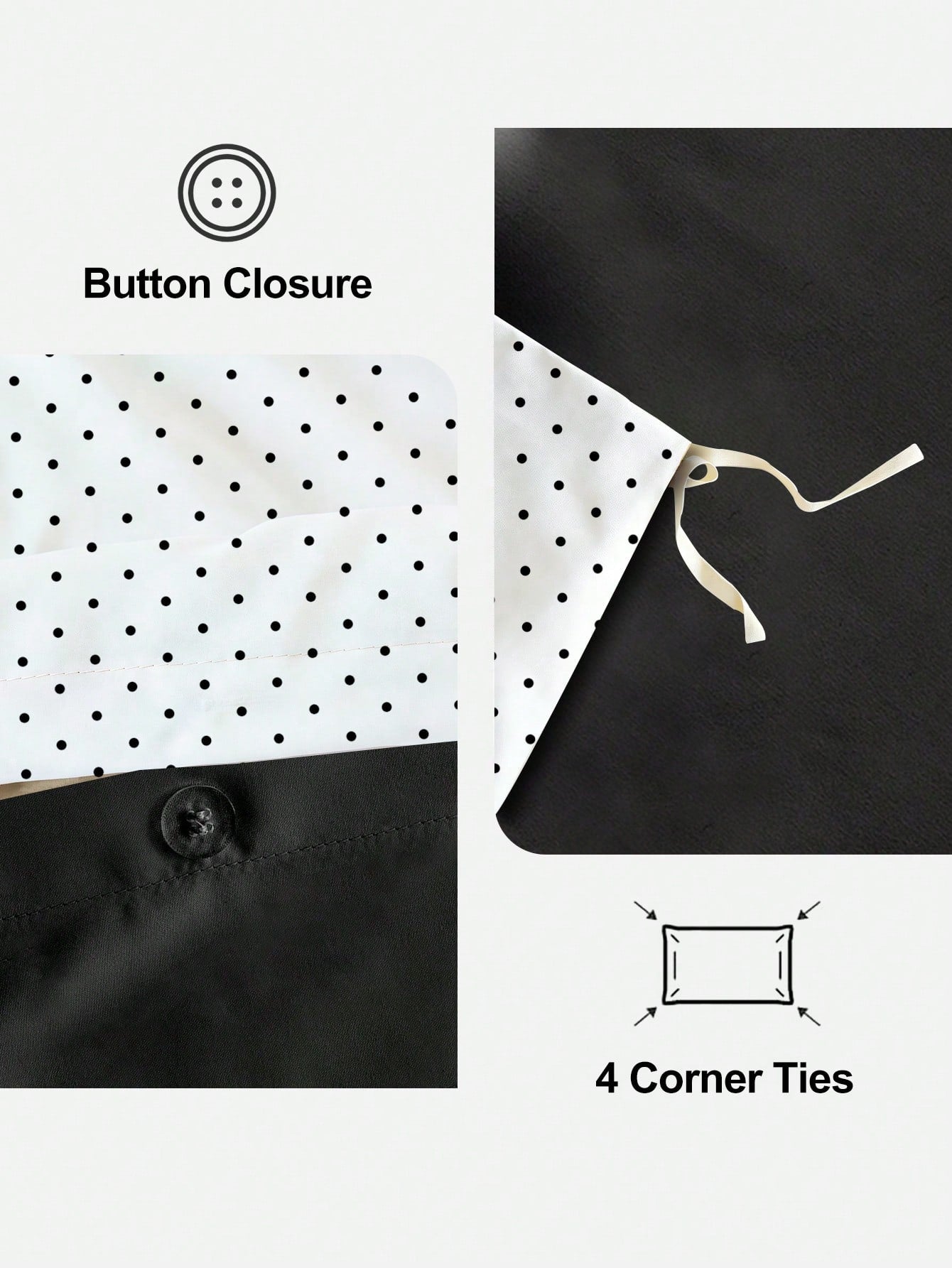 Honeymoon Printed Duvet Cover Set (2pcs = 1 Duvet Cover + 1 Pillowcase; 3pcs = 1 Duvet Cover + 2 Pillowcases)- Polyester Fleece Fabric, White Background With Black Polka Dot Pattern, Pillowcase Witho